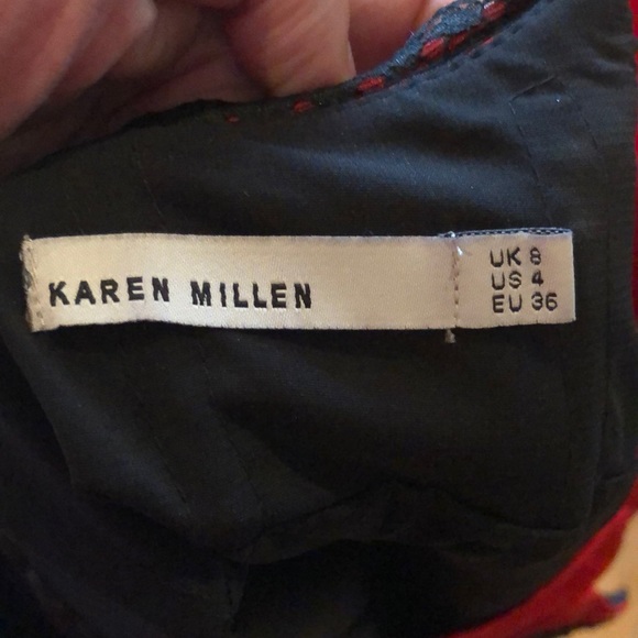 Karen Millen 4 red/black corseted midi dress - Picture 6 of 7